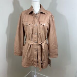 Levi's Women's Faux Leather Belted Shirt | Biscotti |‎ Size Small | NWT*